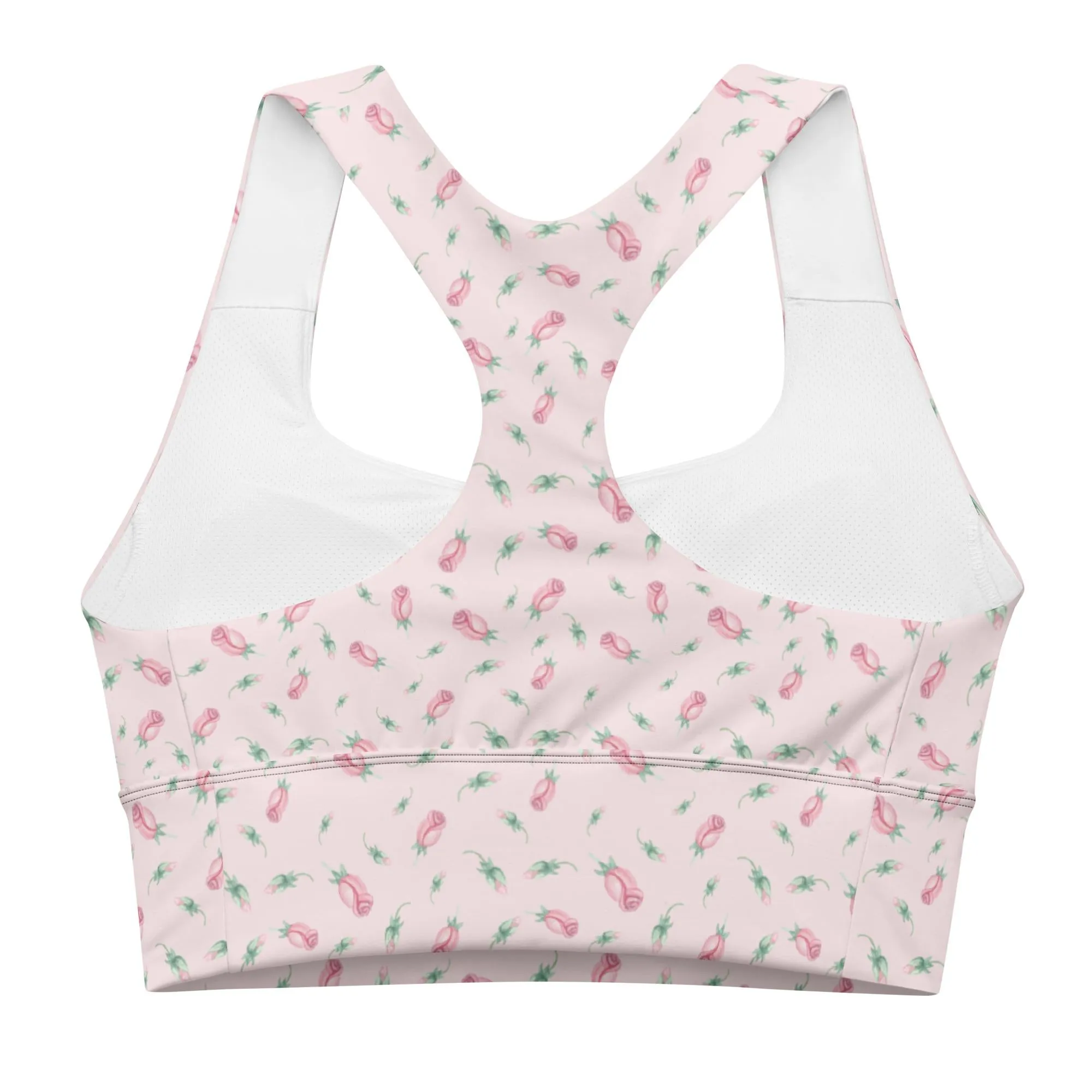 Pink Tiny Rose Longline Sports Bra