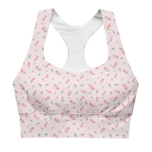 Pink Tiny Rose Longline Sports Bra