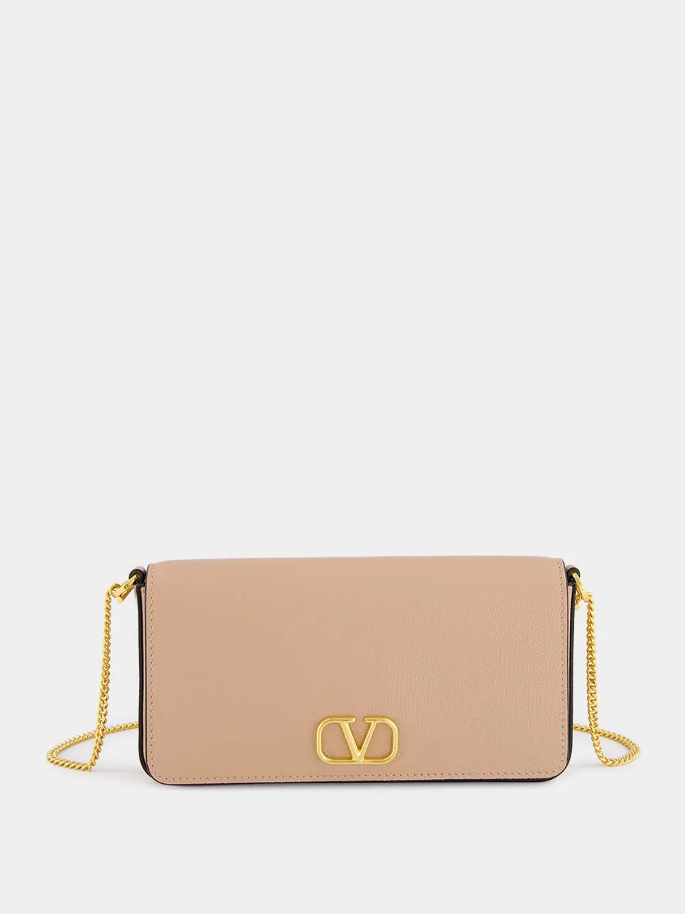Pink VLogo Leather Crossbody Bag
