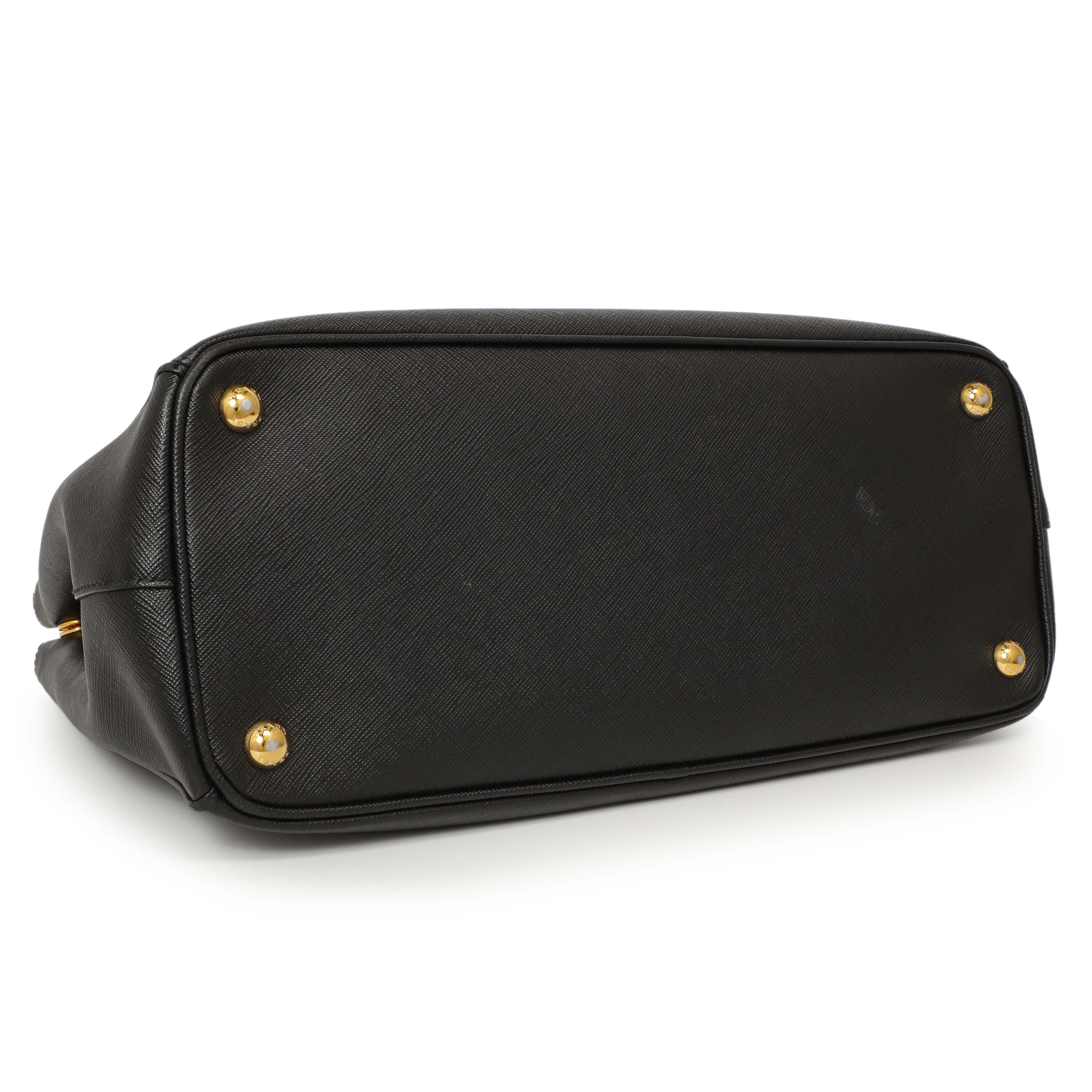 Prada Black Saffiano Medium Galleria Double Zip Tote