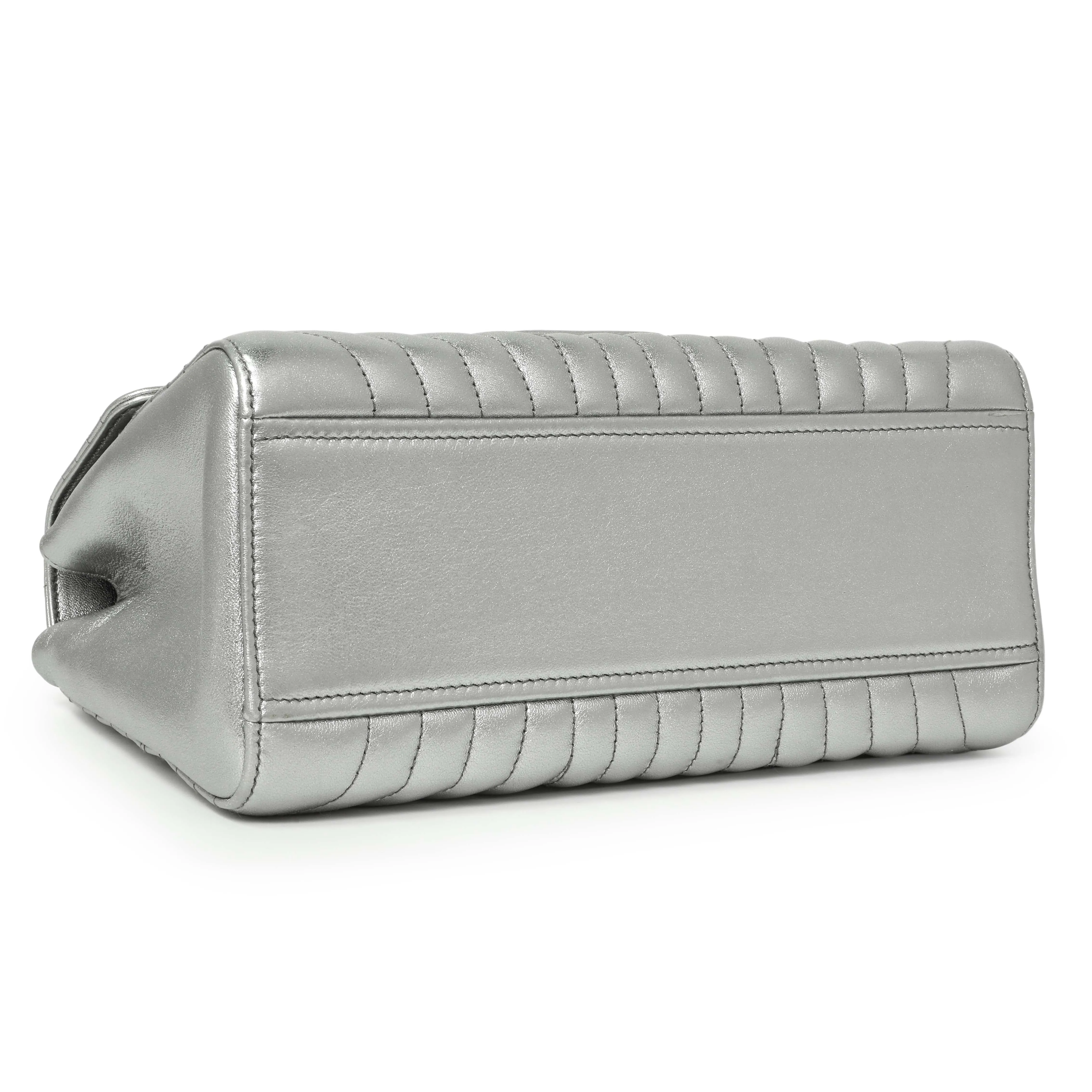 Prada Silver Calfskin Diagramme Flap Bag