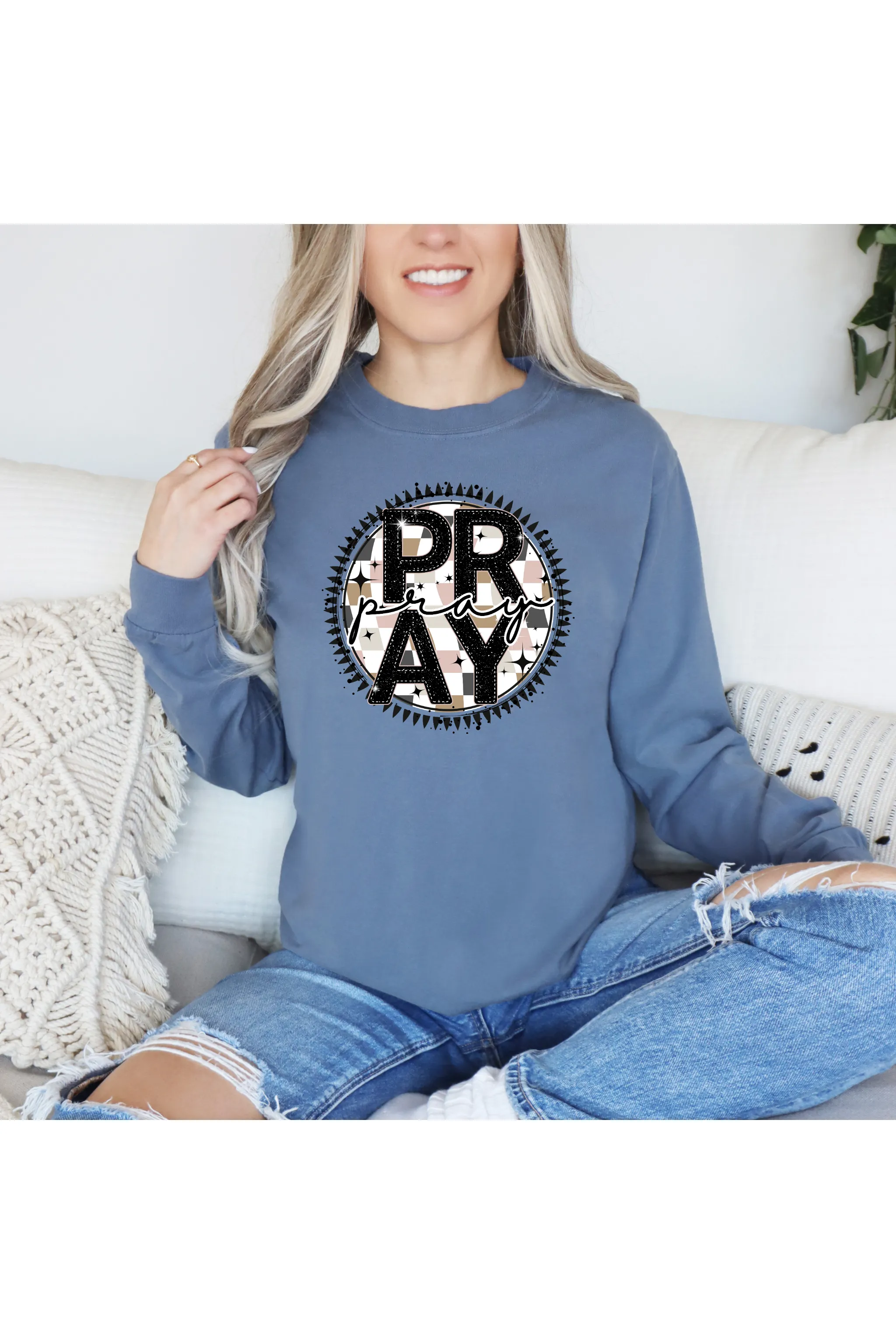 Pray Checkered Circle Tee