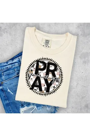 Pray Checkered Circle Tee