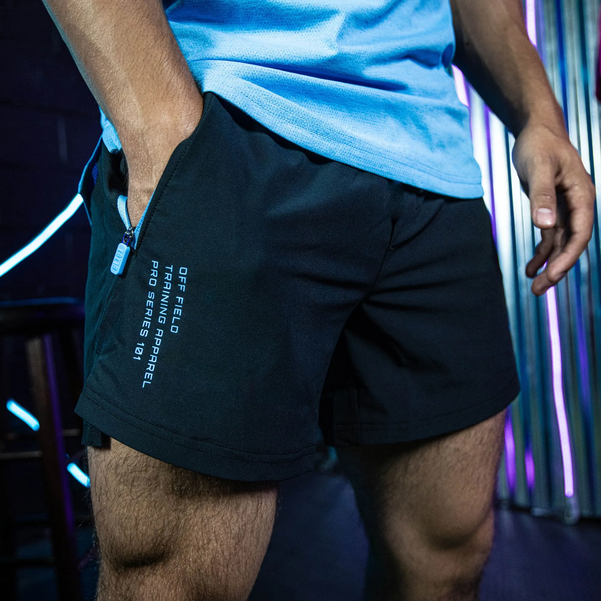 Pro Series Shorts V2 with Liner - Black/Light Blue