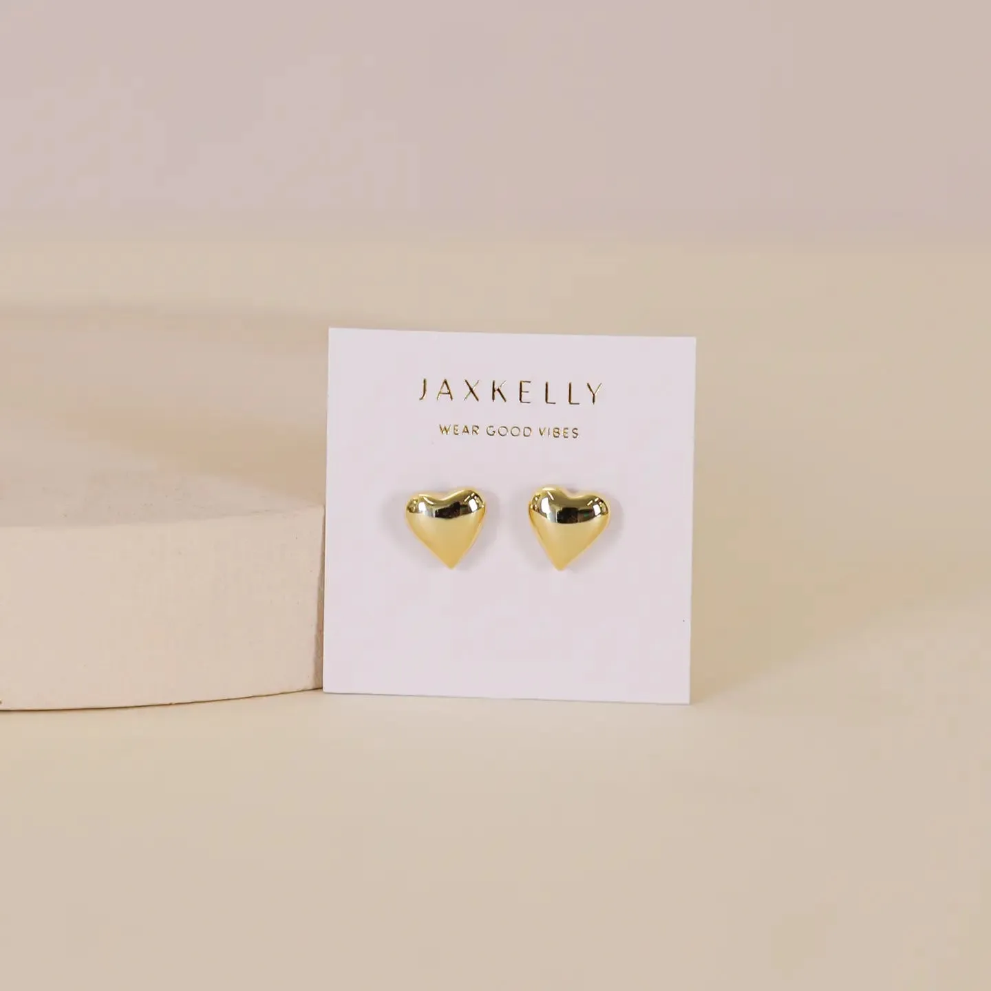 Puffed Gold Heart Earrings