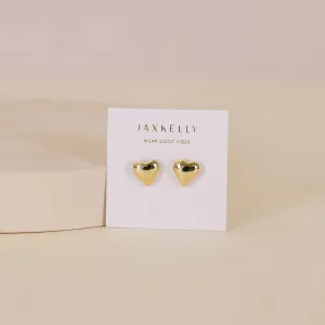 Puffed Gold Heart Earrings