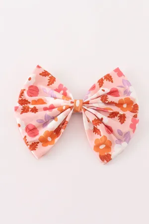 Pumpkin Floral Print 1pc Hair Bow