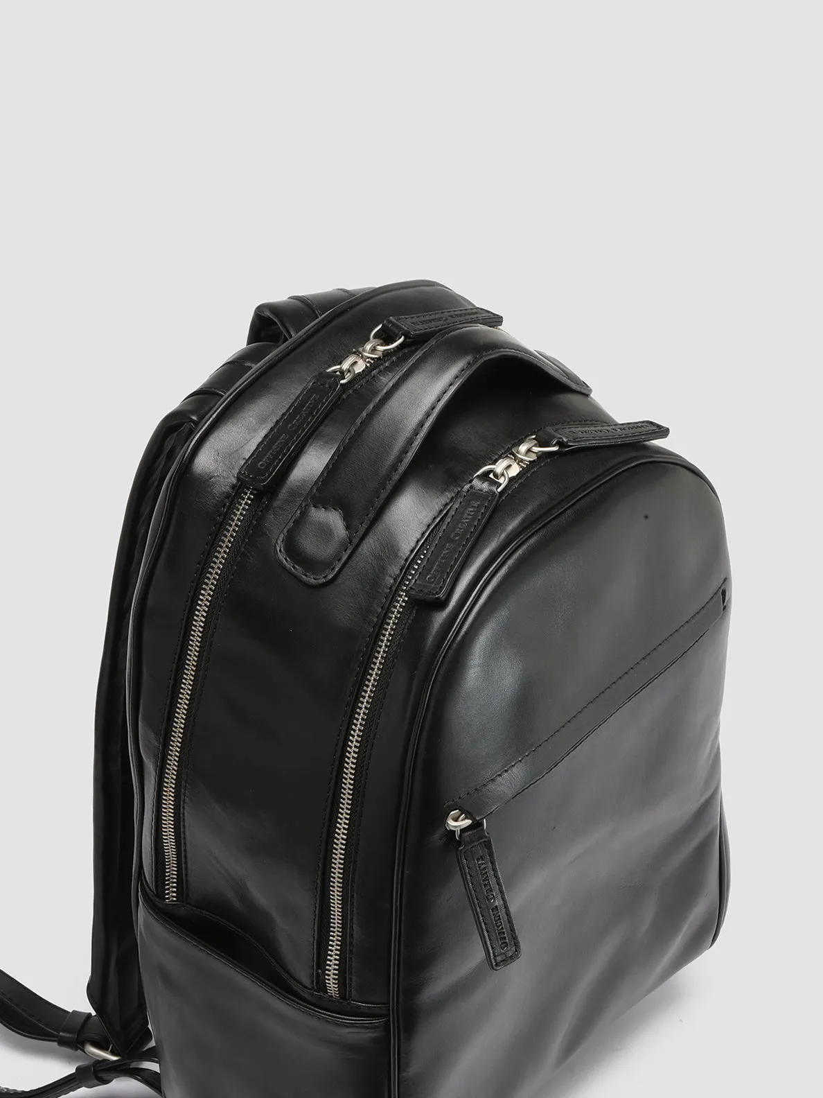 QUENTIN 012 - Black Leather Backpack
