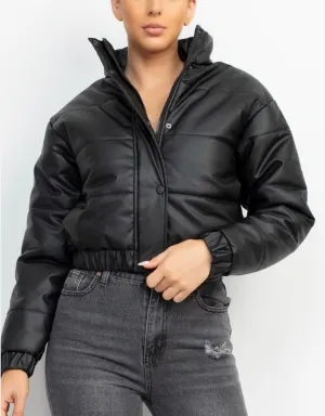 Quilted Button/Zip Up Puffer Women's Coat