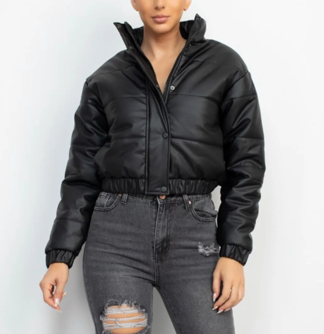Quilted Button/Zip Up Puffer Women's Coat
