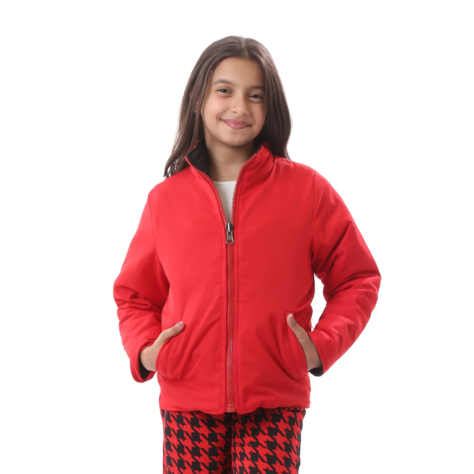quilted_double_face_girls_jacket_with_adjustable_hood_-_black_-_red