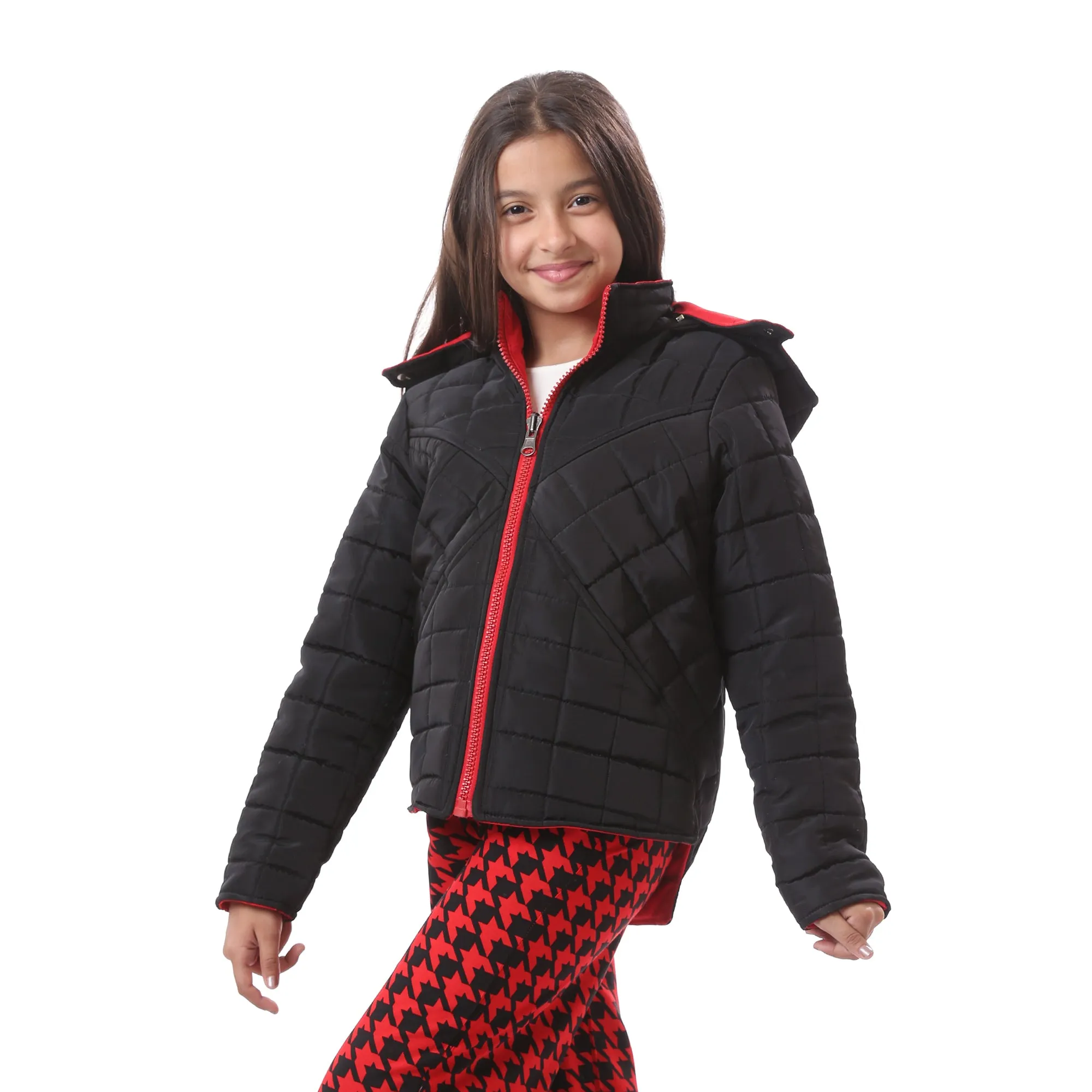 quilted_double_face_girls_jacket_with_adjustable_hood_-_black_-_red