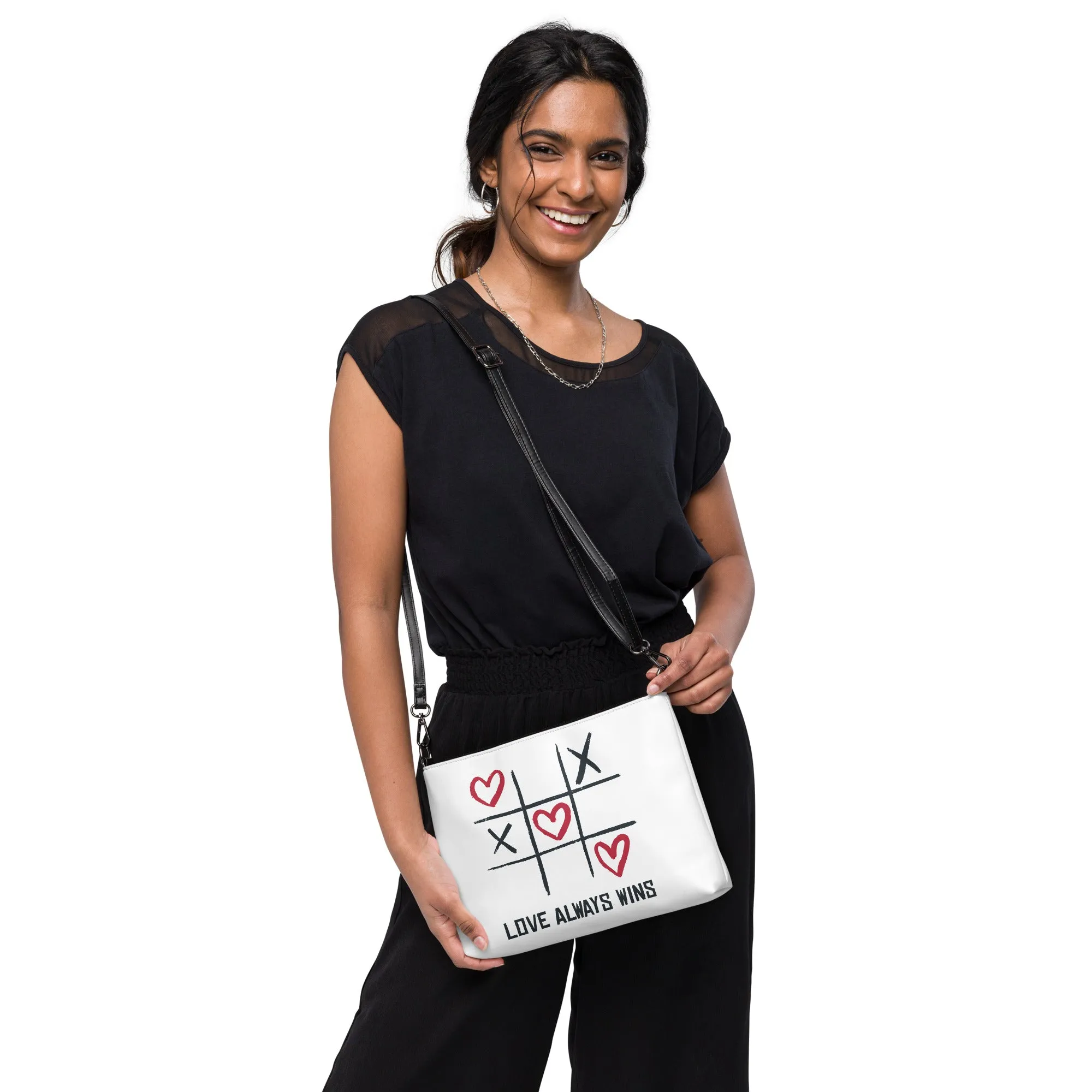 "LOVE ALWAYS WINS" BY XCLUSIF POETIX WHITE Crossbody bag