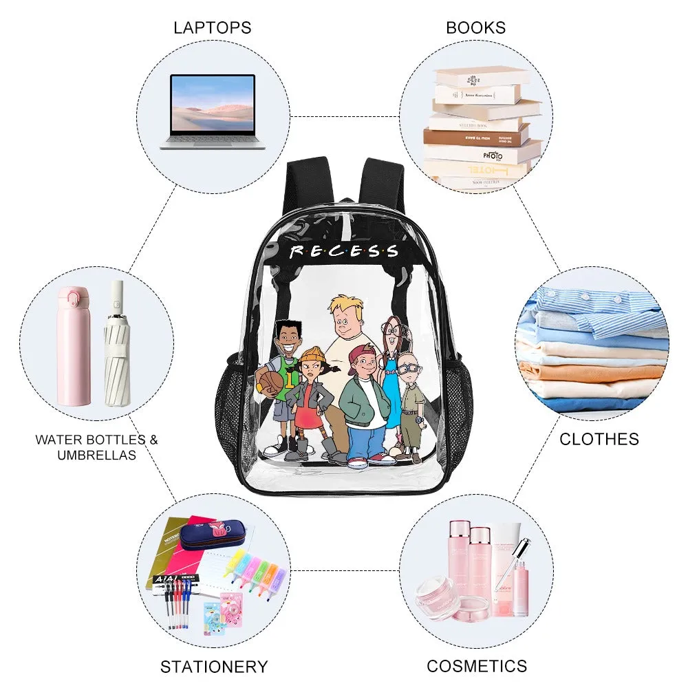 Recess Friends Logo Transparent Backpack 17 Inch