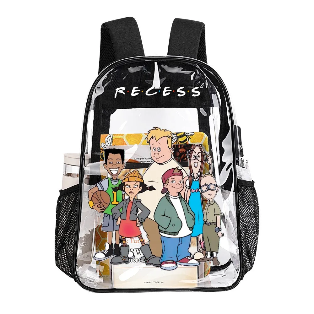 Recess Friends Logo Transparent Backpack 17 Inch