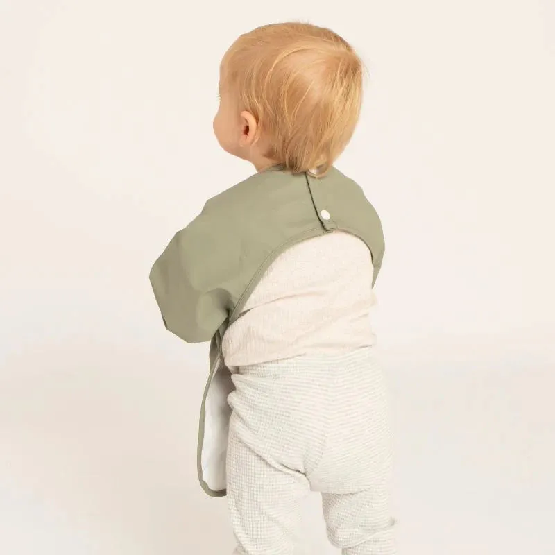 Recycled Long Sleeve Smock Bib Sage - 6M 