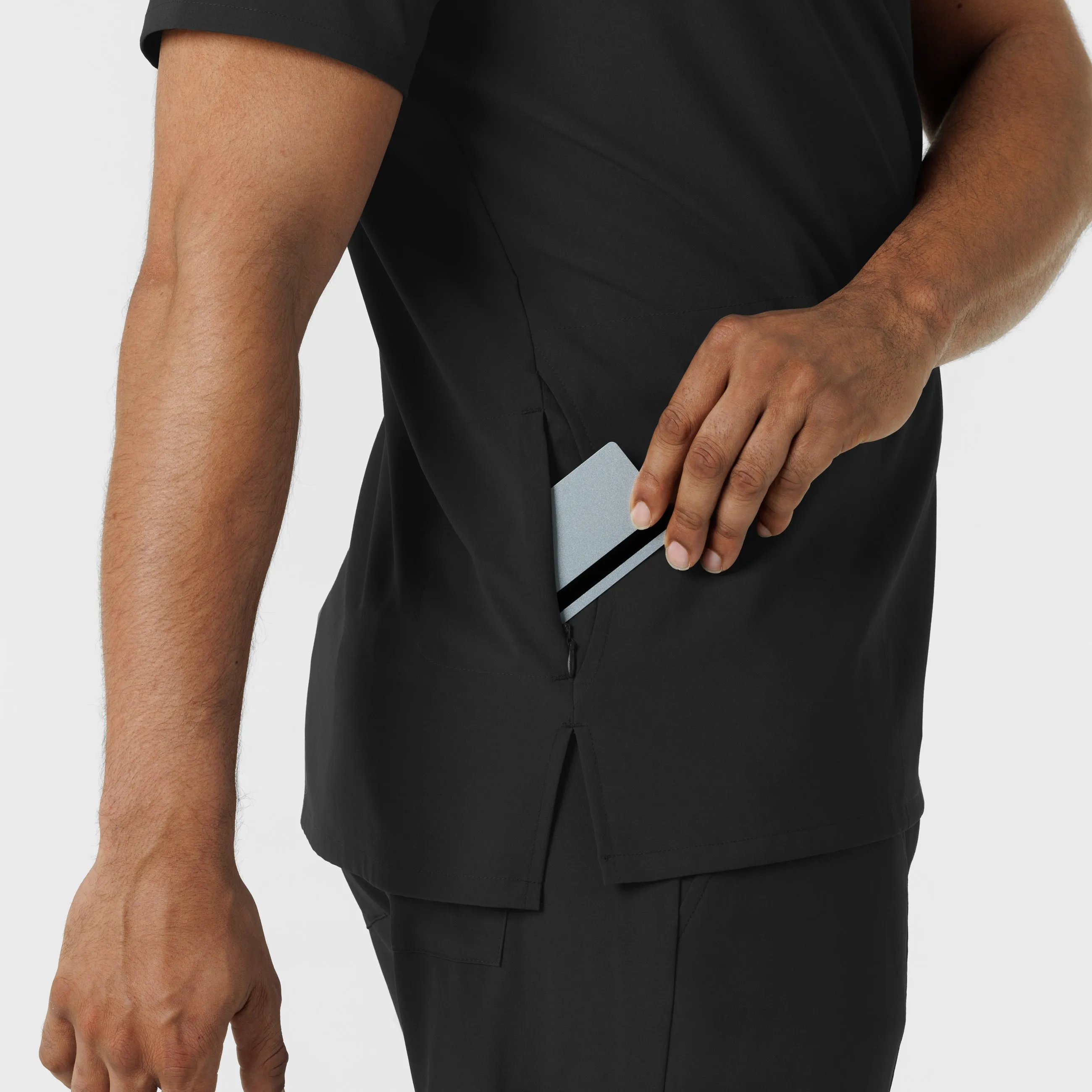 RENEW 6834 Men's V-Neck 5 Pocket Scrub Top Black