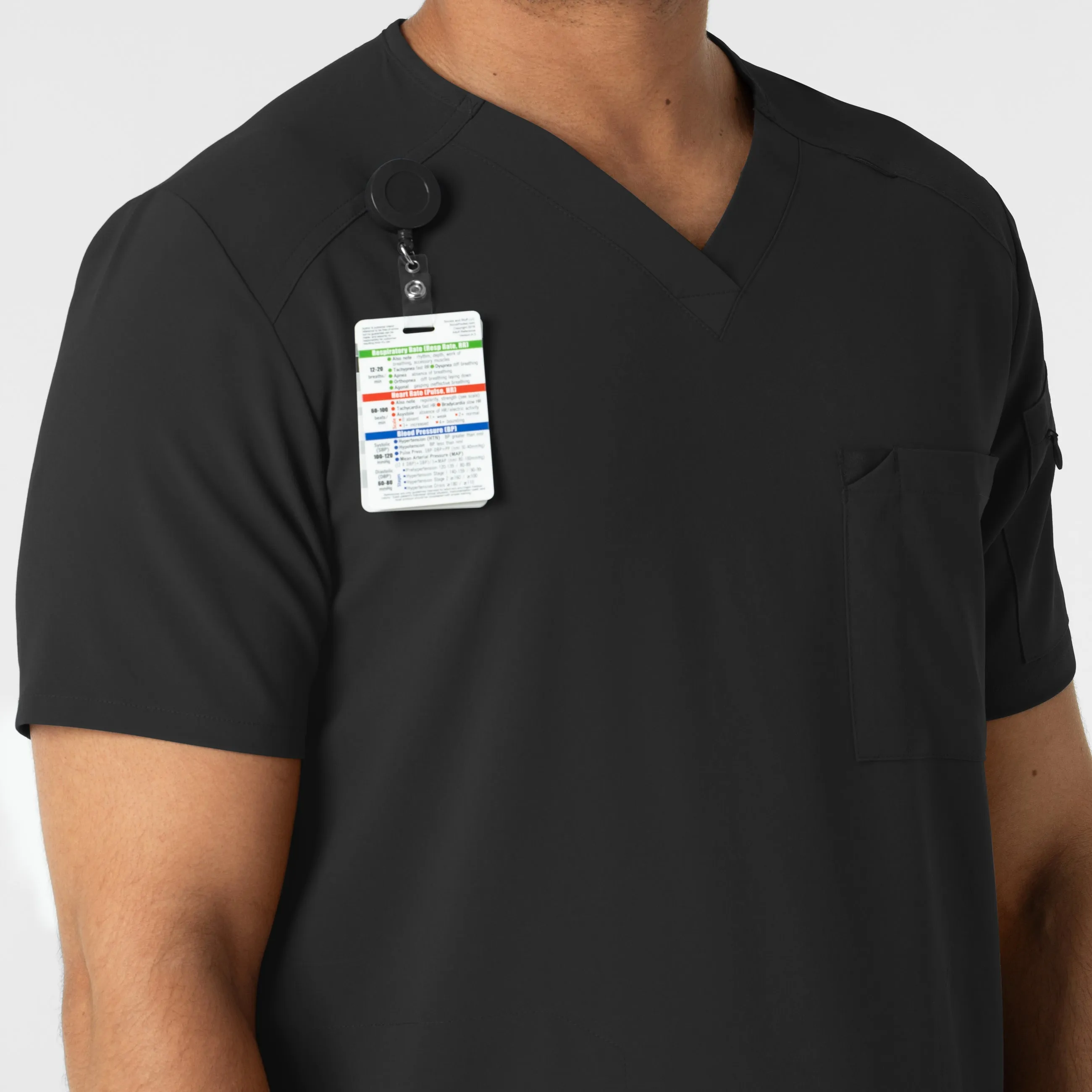 RENEW 6834 Men's V-Neck 5 Pocket Scrub Top Black