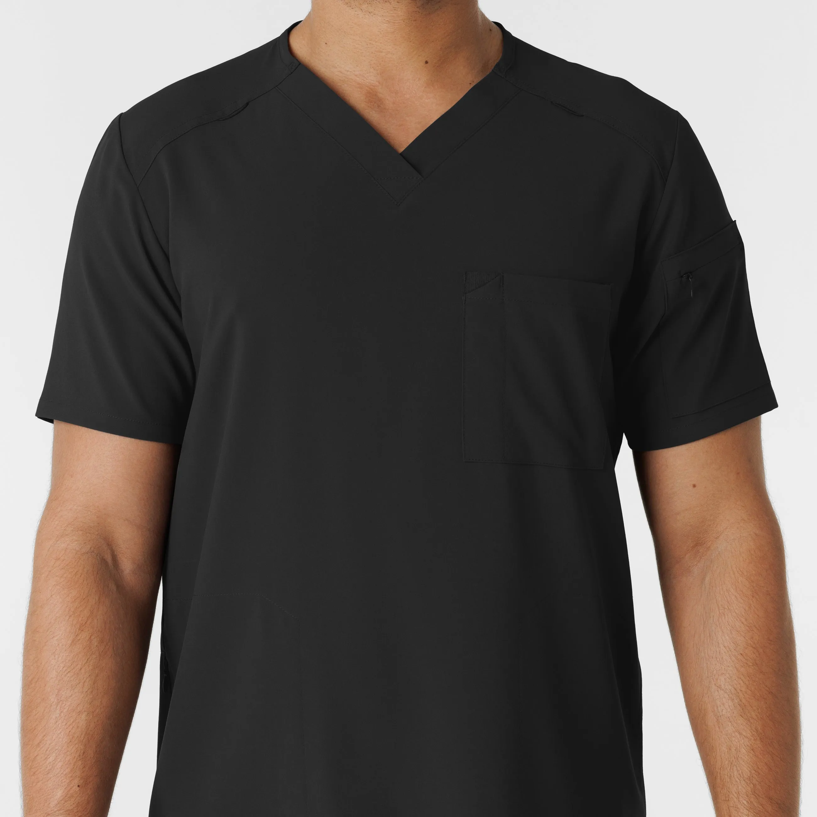 RENEW 6834 Men's V-Neck 5 Pocket Scrub Top Black