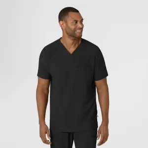 RENEW 6834 Men's V-Neck 5 Pocket Scrub Top Black