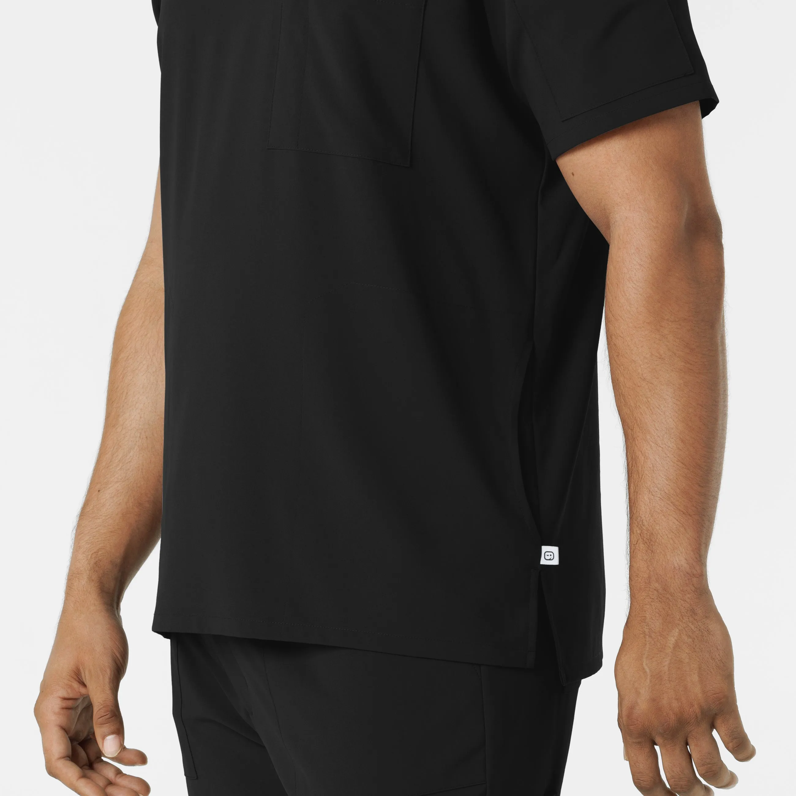 RENEW 6834 Men's V-Neck 5 Pocket Scrub Top Black