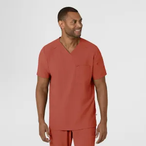 RENEW 6834 Men's V-Neck 5 Pocket Scrub Top Mineral Red