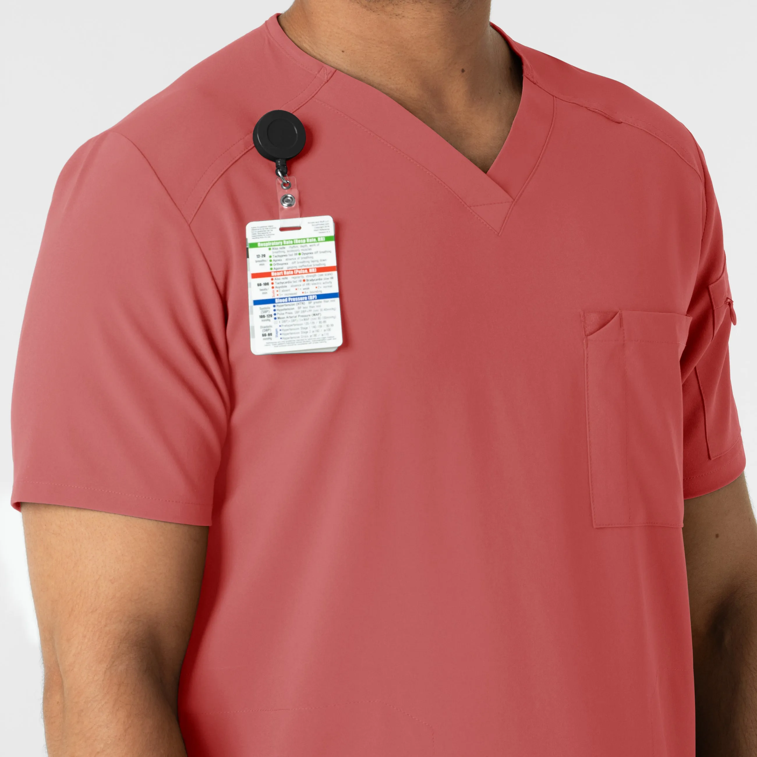 RENEW 6834 Men's V-Neck 5 Pocket Scrub Top Mineral Red