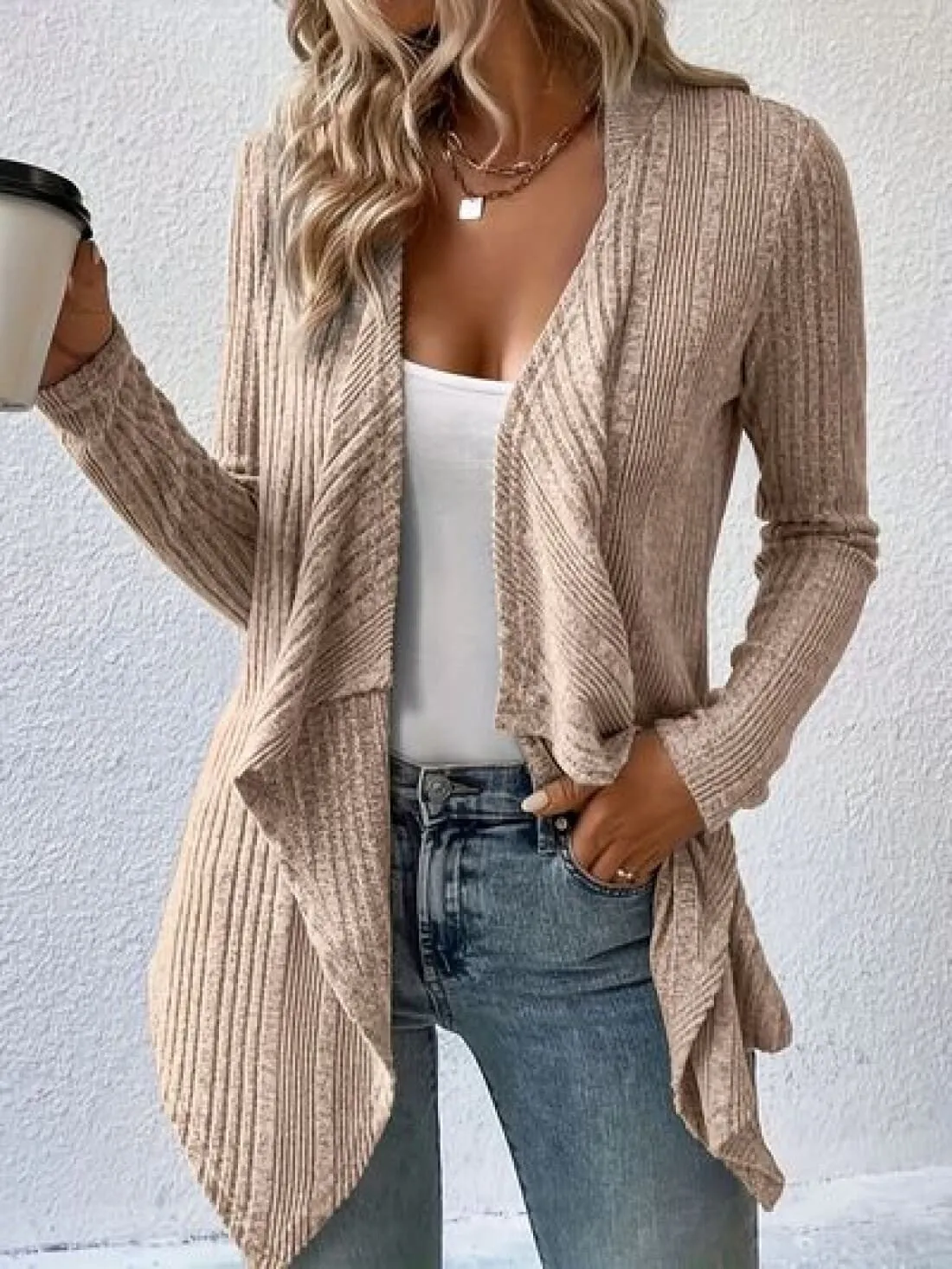 Ribbed Waterfall Cardigan