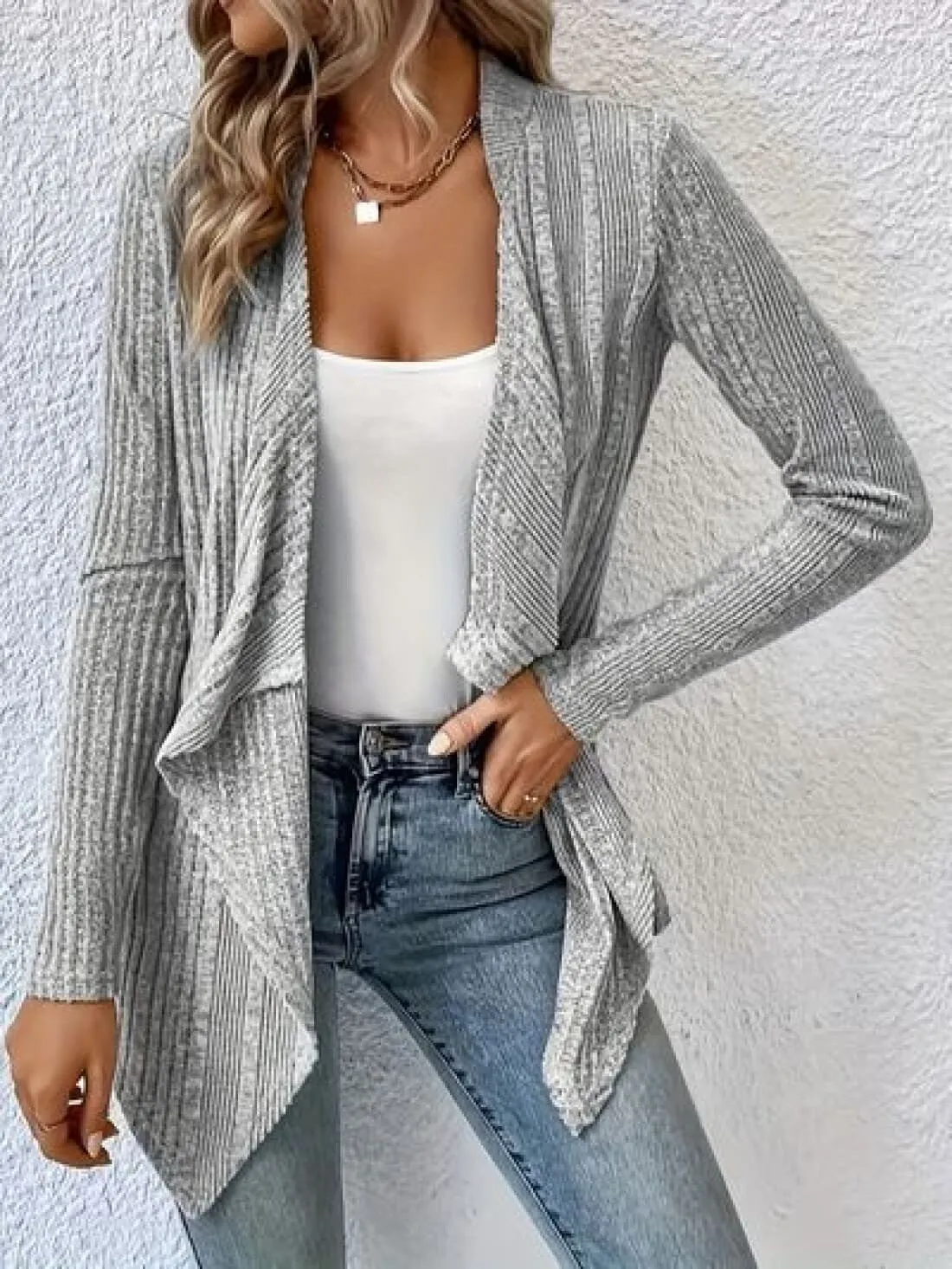 Ribbed Waterfall Cardigan