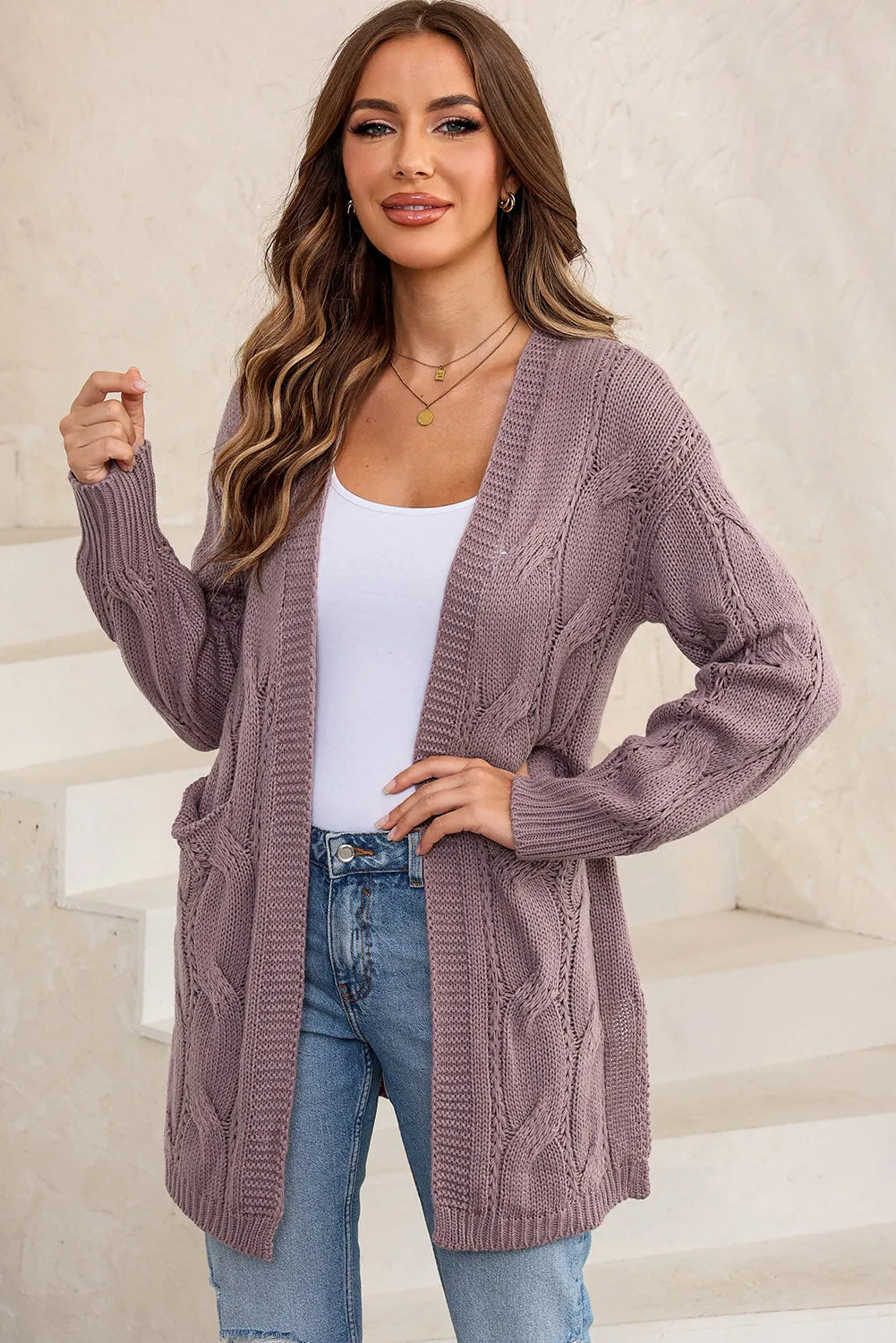Rori Cable Knit Long Line Cardigan