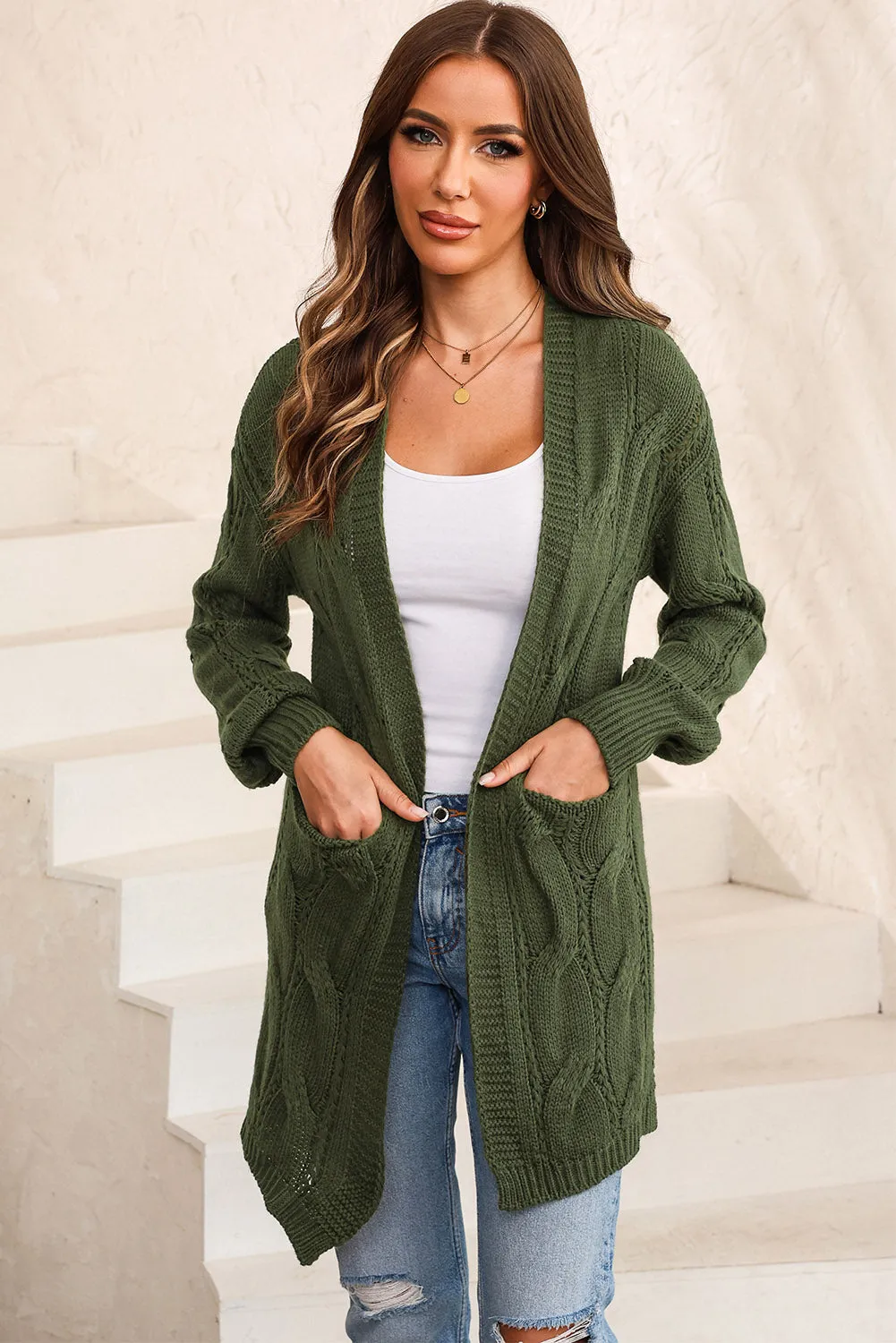 Rori Cable Knit Long Line Cardigan