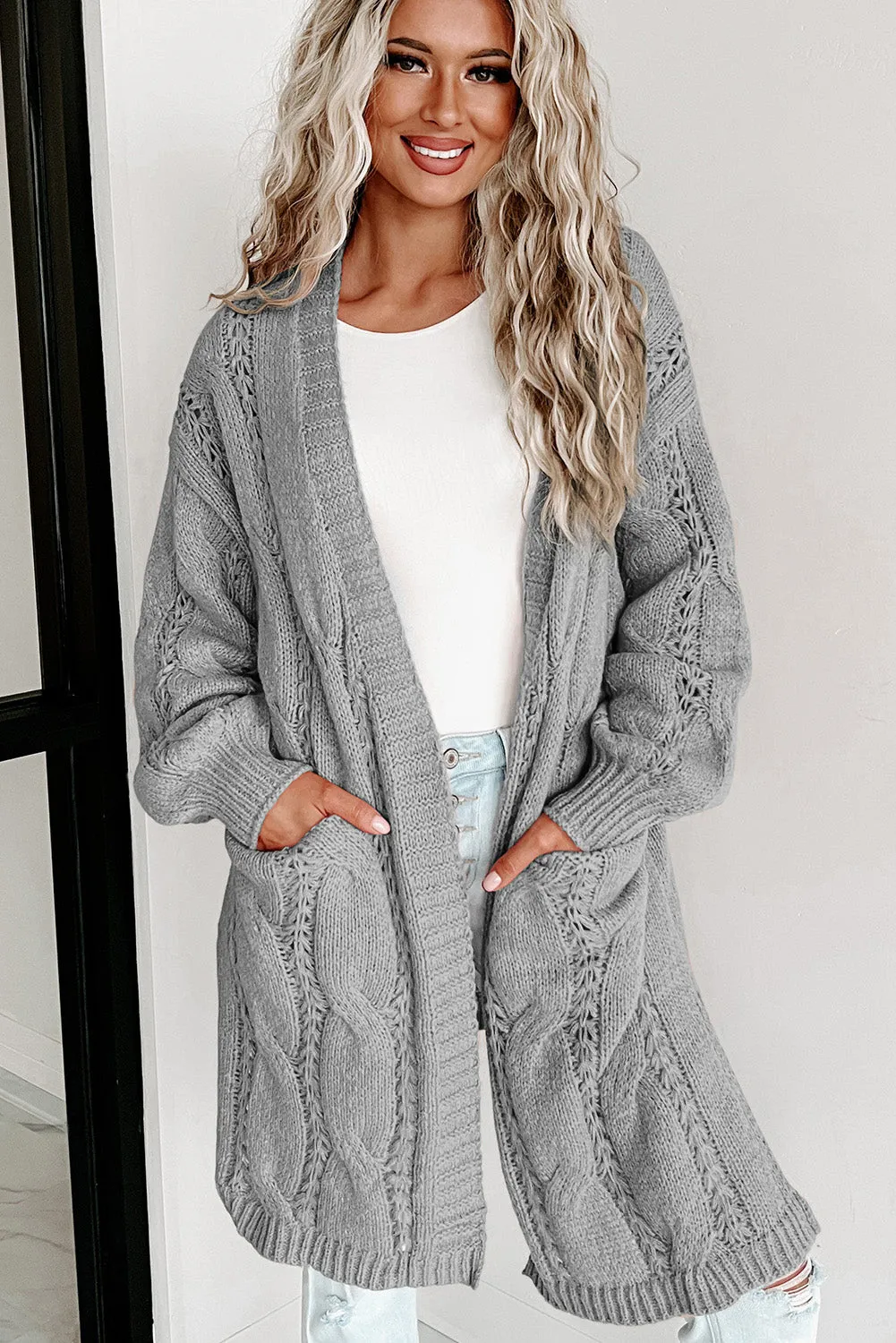 Rori Cable Knit Long Line Cardigan