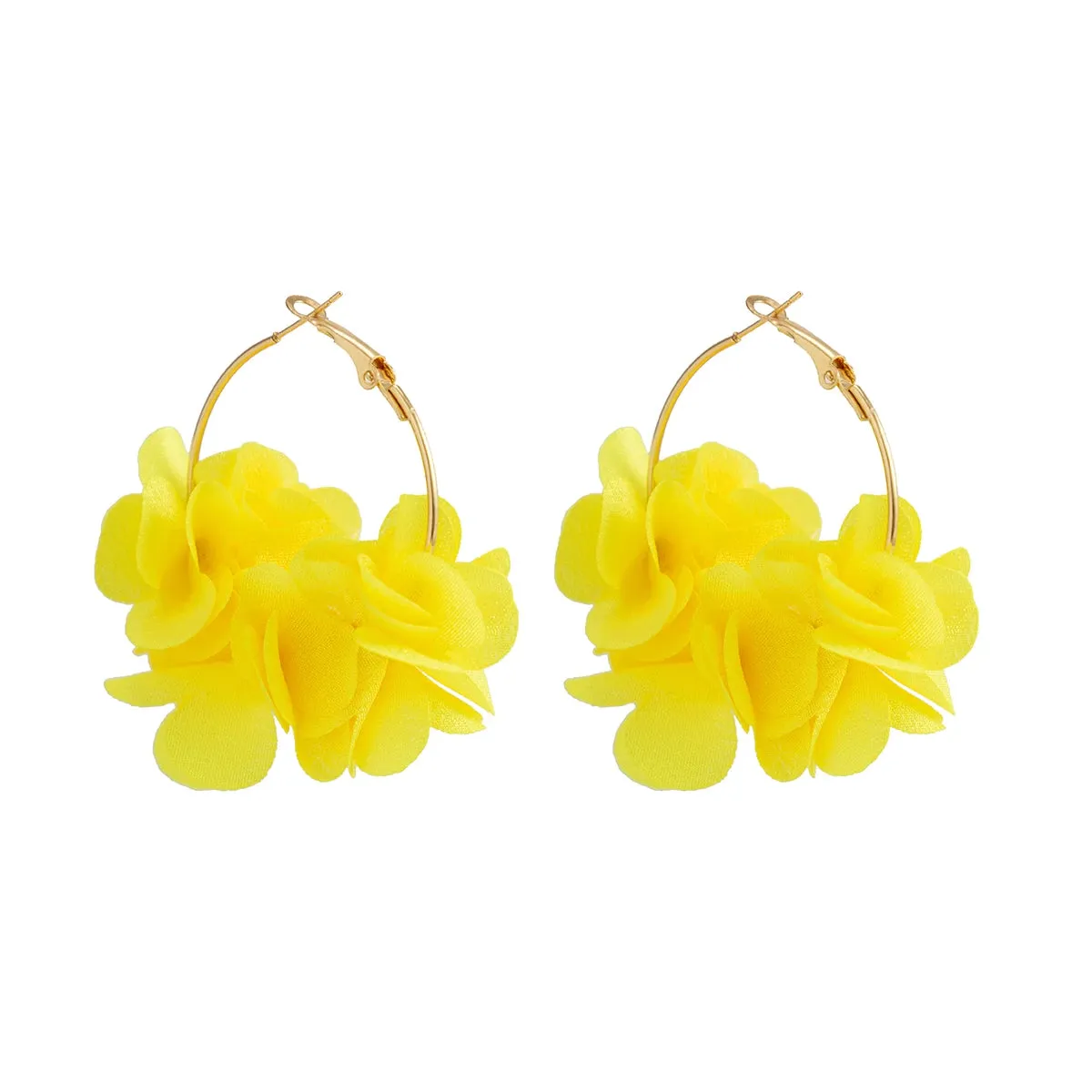 Rose Flower Pendant Hoop Earrings