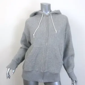 Sacai Ribbed Knit-Back Zip-Up Hoodie Sweatshirt Heather Gray Size 2