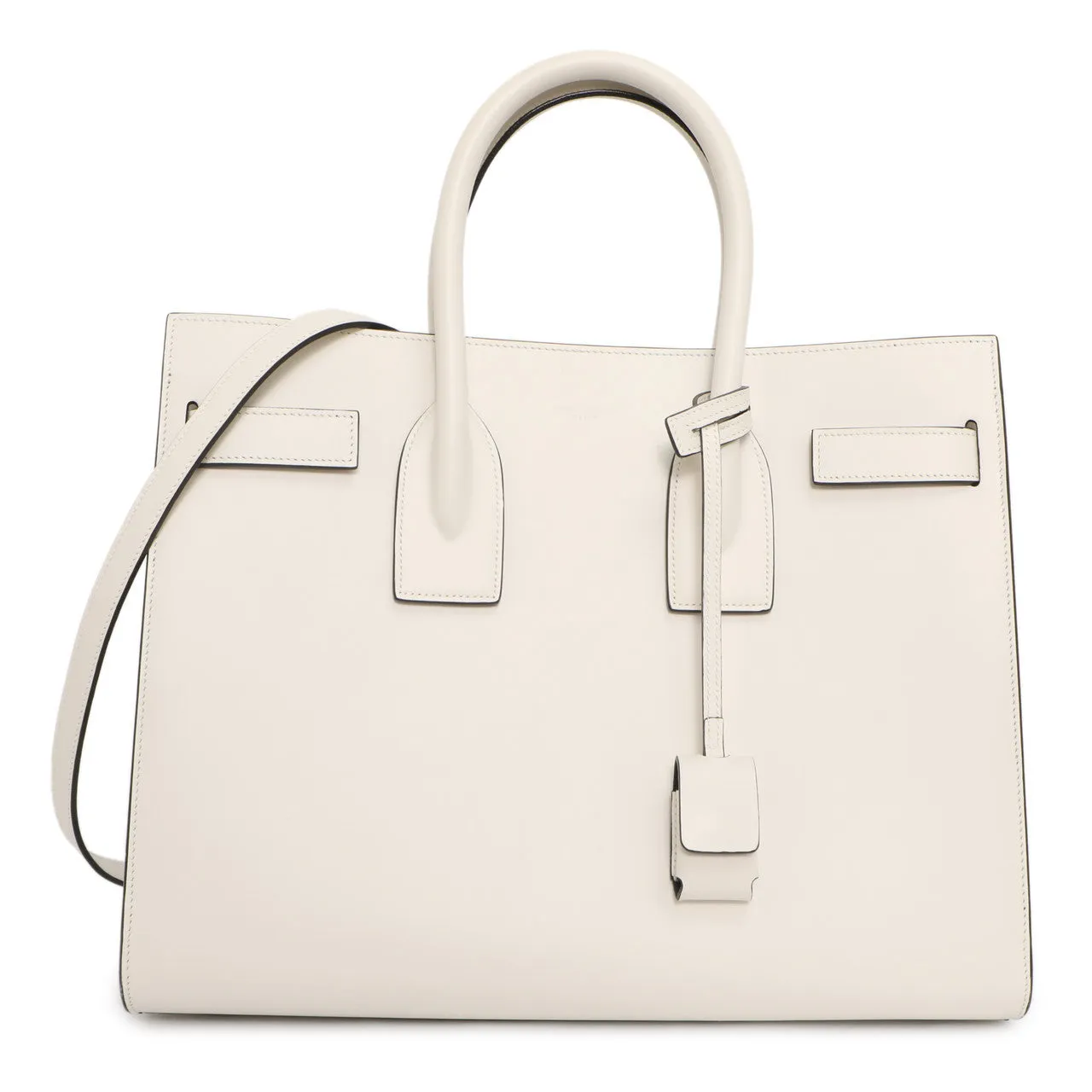 Saint Laurent White Calfskin Small Sac De  Jour