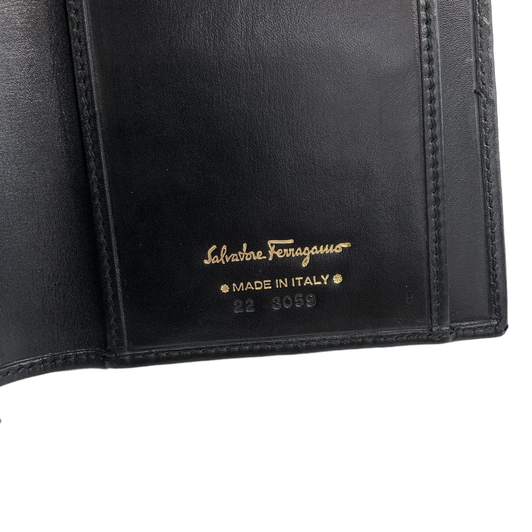 Salvatore Ferragamo Vala Leather Long Wallet Black Vintage gvd2y7