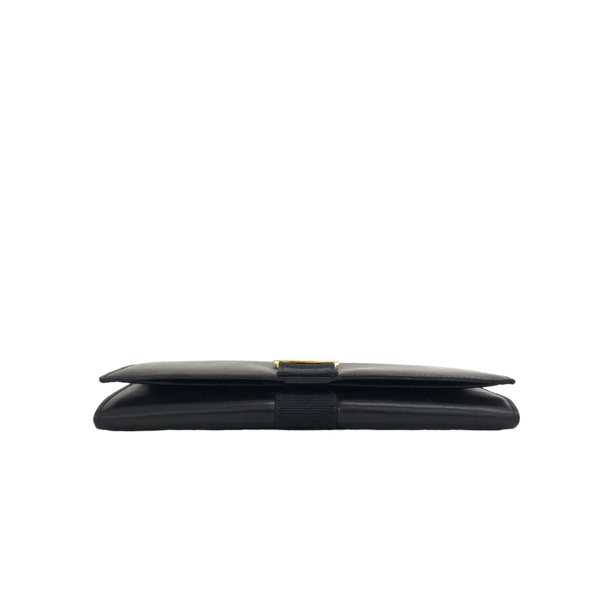 Salvatore Ferragamo Vala Leather Long Wallet Black Vintage gvd2y7