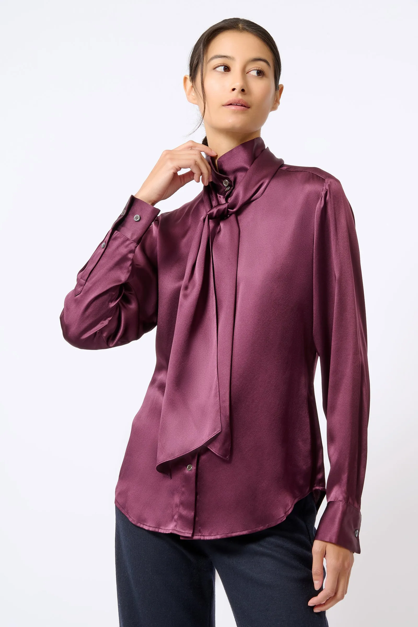 Scarf Tie Blouse - Bordeaux