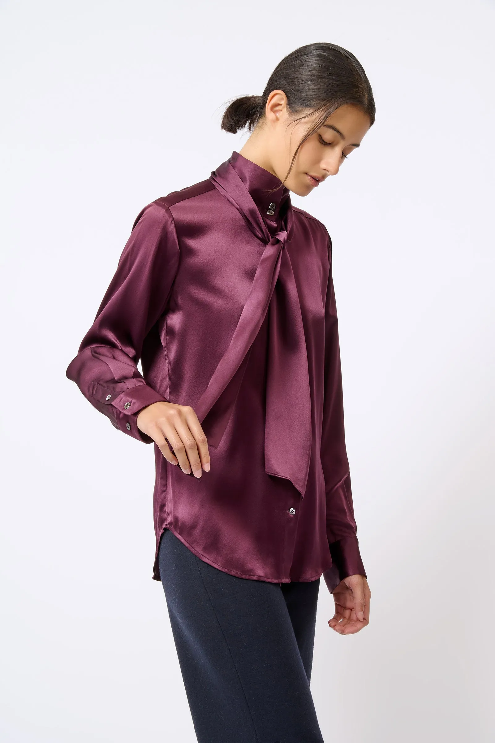 Scarf Tie Blouse - Bordeaux