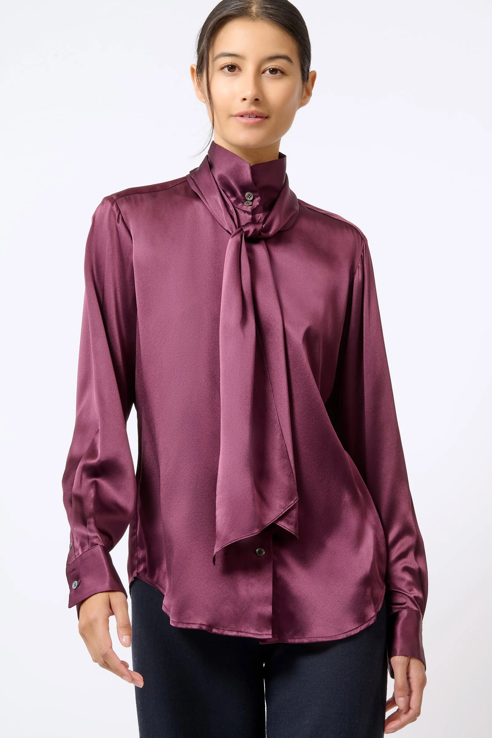 Scarf Tie Blouse - Bordeaux