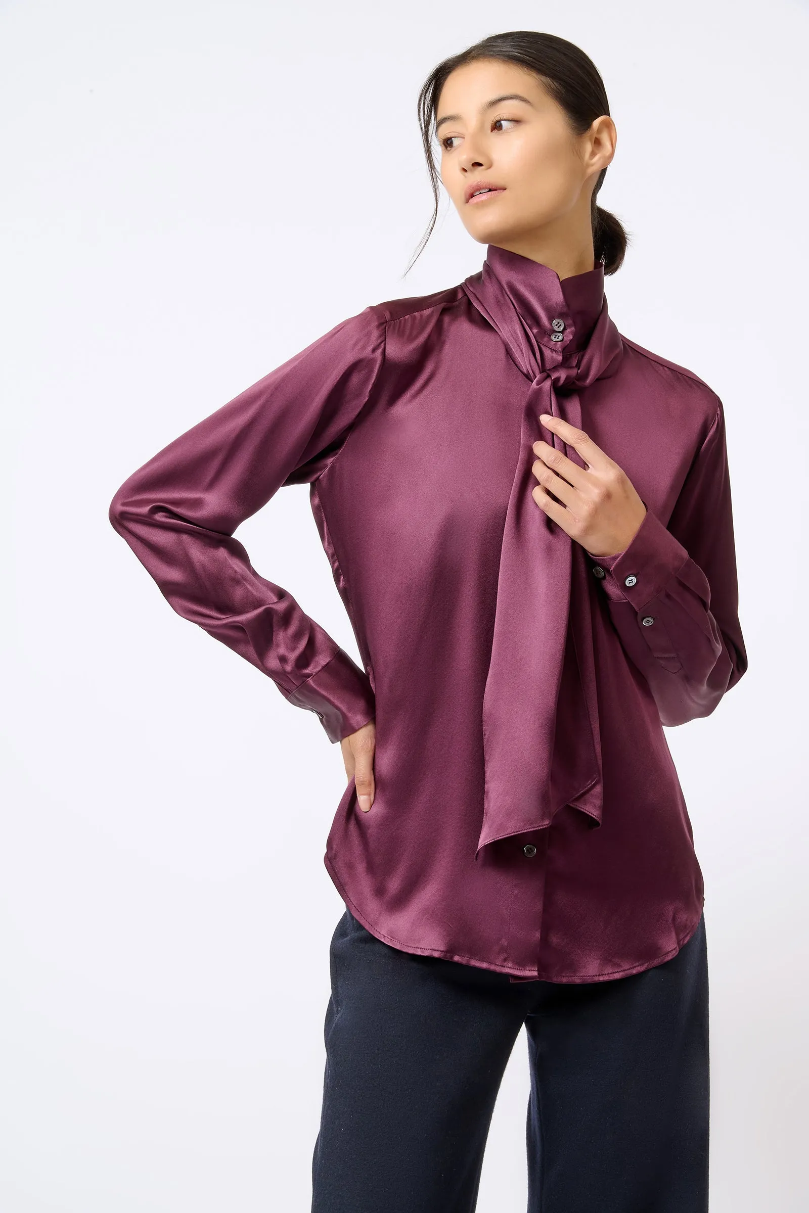 Scarf Tie Blouse - Bordeaux