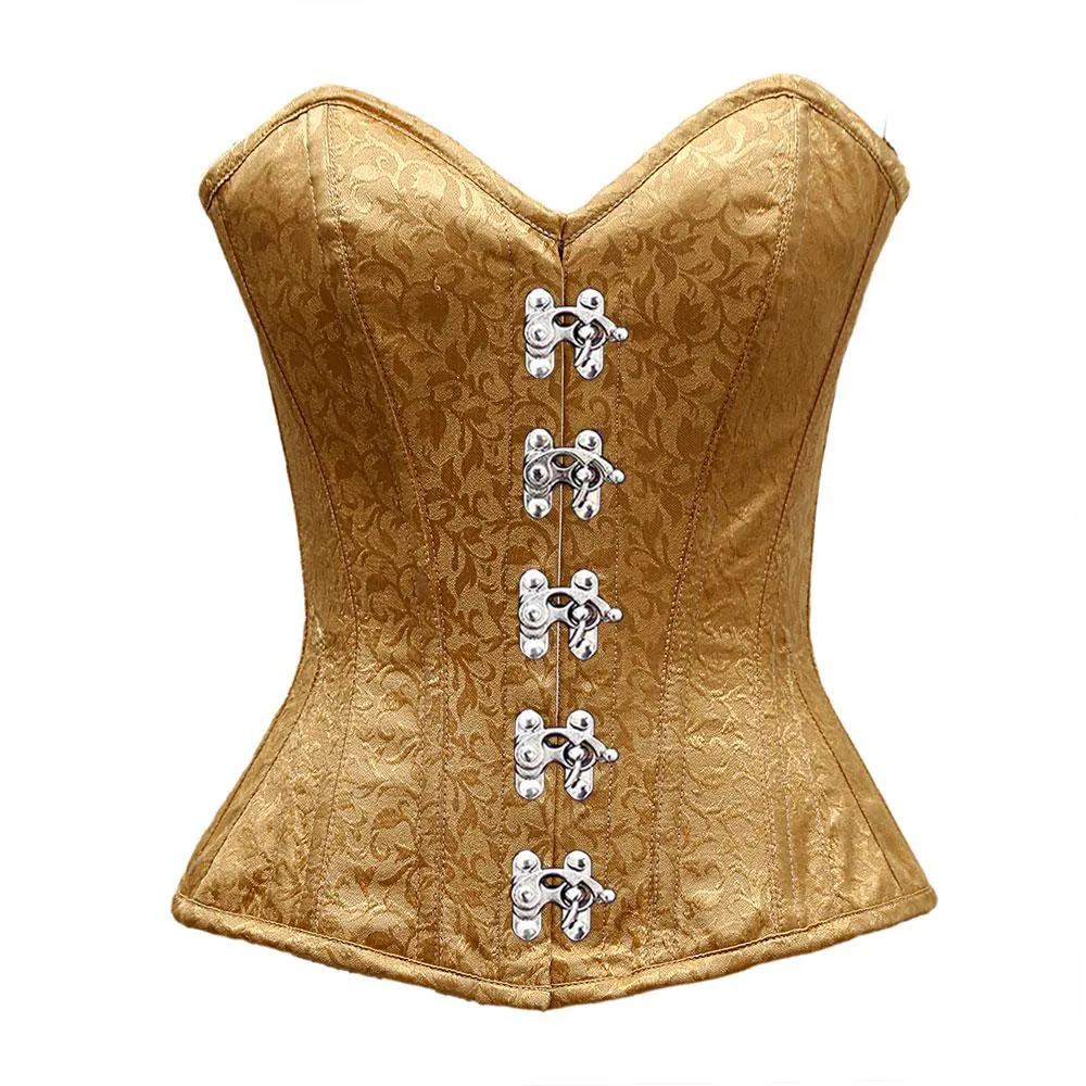 Shelby Golden Satin Brocade Overbust Corset