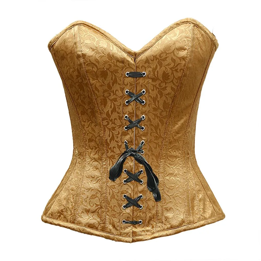 Shelby Golden Satin Brocade Overbust Corset