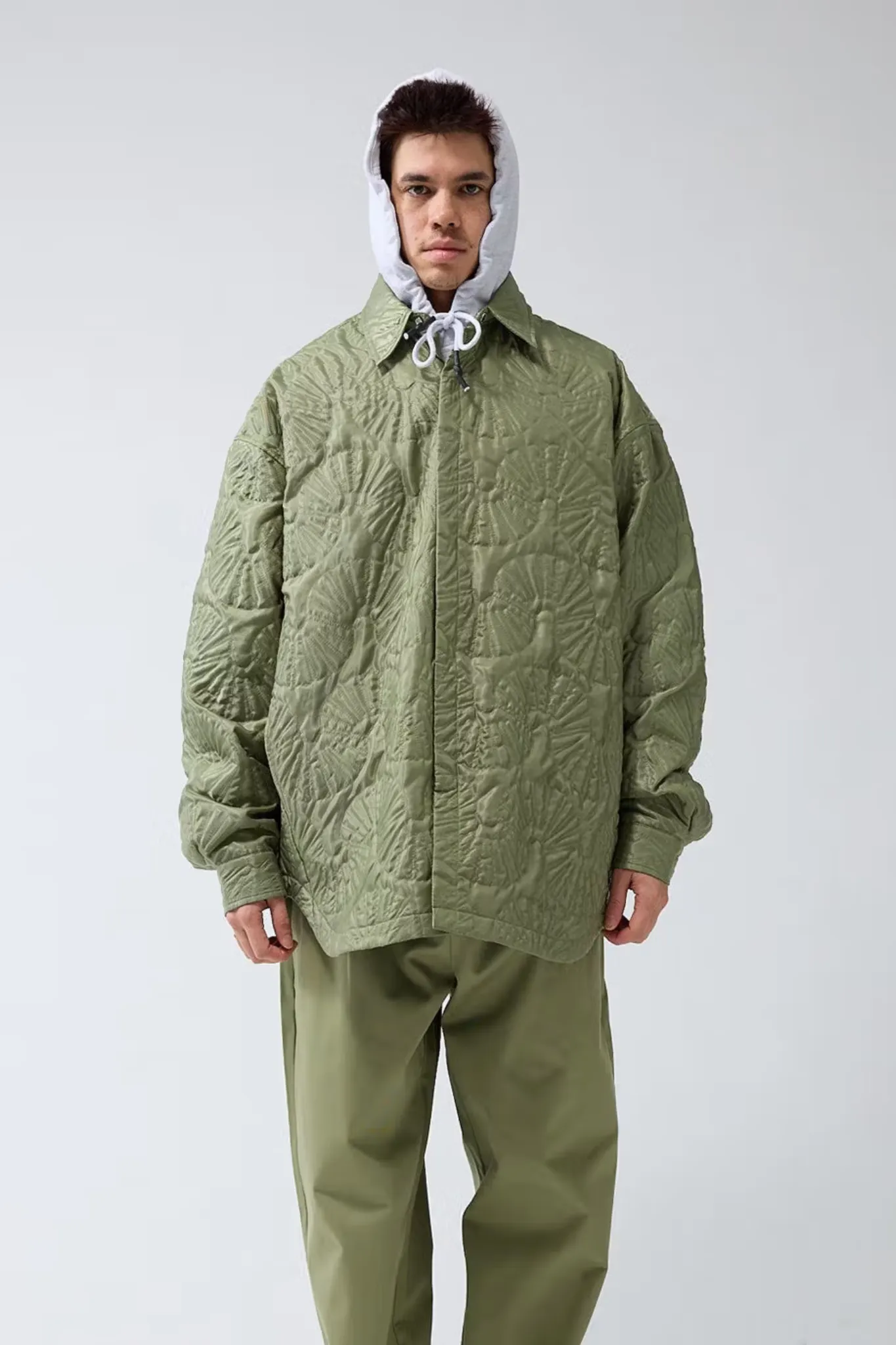 SHELL QUILTED OVERSHIRT - GREEN