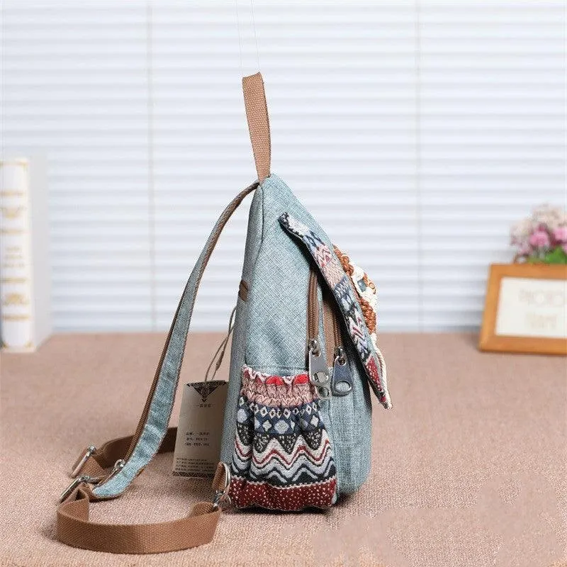 Shoulder canvas tassel hand-woven chest bag