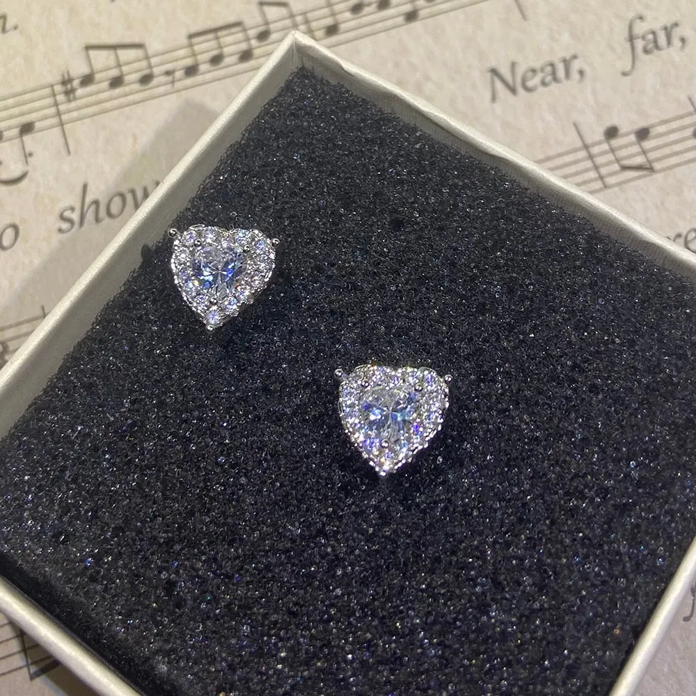 Silver Classic Round Cubic Zirconia Stud Earrings