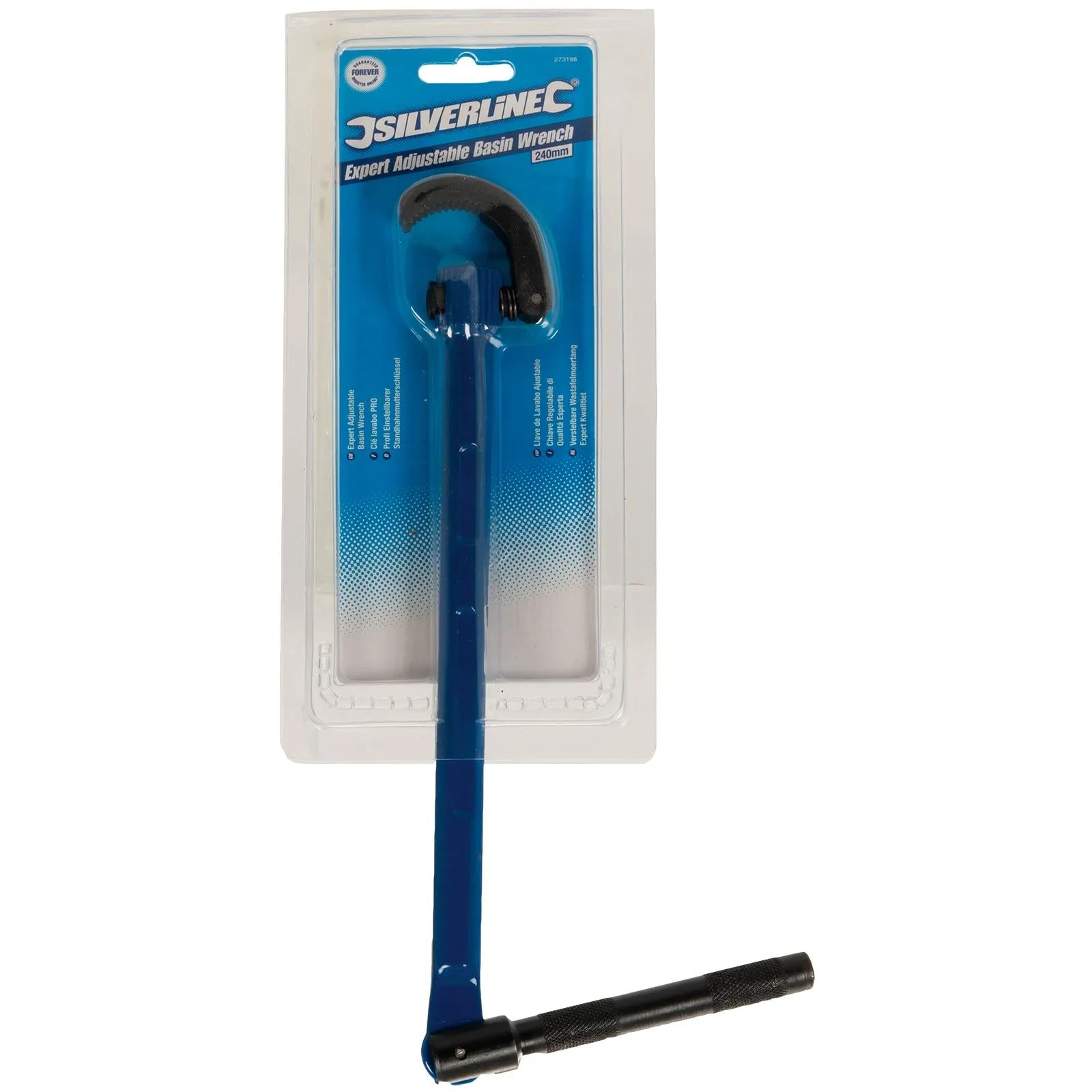 Silverline 240mm Expert Adjustable Basin Wrench Spanner Tap Sink Bath