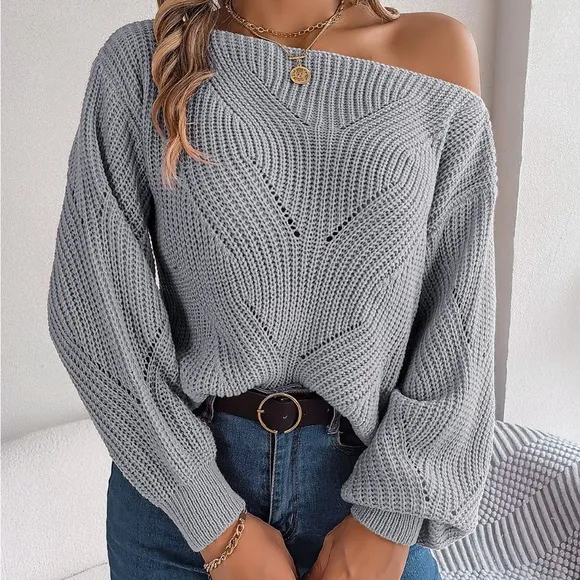 Single Shoulder Long Sleeve Sweater