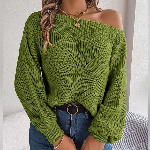 Single Shoulder Long Sleeve Sweater
