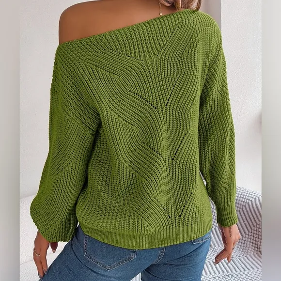 Single Shoulder Long Sleeve Sweater